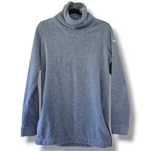 Nike Sweater Women's M Blue Fleece Funnel Neck Pullover Side Zip Long Sleeve